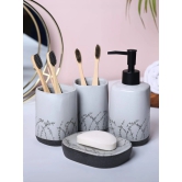 Grey Ceramic Bathroom Essentials - Cylindrical, Square, and Rectangular Shapes