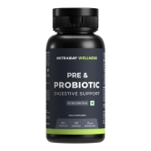 Nutrabay Wellness Pre & Probiotic Digestive Support 25 Billion CFUs, Probiotic Supplement for Men and Women - 60 Veg Capsules