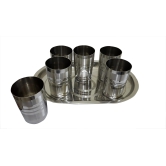 DYNAMIC STORE Set of 6 Glass and 1 Tray