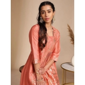 Janasya Silk Blend Embellished Anarkali Womens Kurti - Peach ( Pack of 1 ) - None