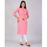 MAUKA Rayon Printed Straight Womens Kurti - Pink ( Pack of 1 ) - None