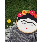 Frida Face Embroidered Wall Hanger