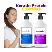 Keratin Protein Shampoo Conditioner For Straighter Shinier Hair Shampoo Dandruff Control Hair Fall Control Long Hair Nourishes Hair & Controls Frizz For Men & Women