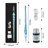 Pindia Jellyfish Glass Dip Pen Ink Set With Penholder For Writing Signature And Business Gift, Black