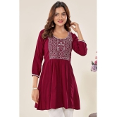 Glomee - Maroon Viscose Women's Tunic ( Pack of 1 ) - None