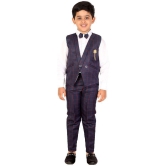 DKGF Fashion - Navy Blue Cotton Blend Boys Shirt & Pants ( Pack of 1 ) - None