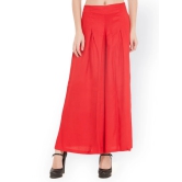 Women Red Flared Solid Palazzos