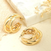 Triple Hoop Earrings-Golden