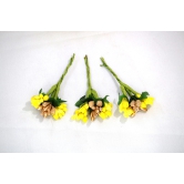 SHG Fashion Art Handmade Yellow Artificial Veni Flowers with 3 Pins (Yellow with gold)