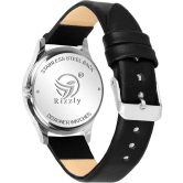 Septem Black Leather Analog Mens Watch