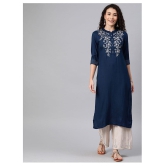 Alena Navy Rayon Straight Kurti - XXL