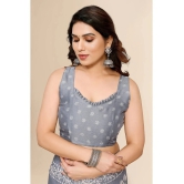 Anand Sarees Chiffon Printed Saree With Blouse Piece - Grey ( Pack of 1 ) - Grey