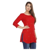 JC4U - Red Rayon Womens Straight Kurti ( Pack of 1 ) - L