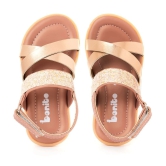 Bonito Rose Gold Flat Sandal for Girls - None