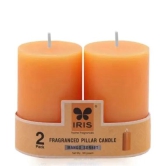 Iris Pack of 2 Fragranced Pillar Candle- Mango Sorbet