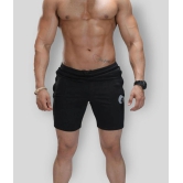 Omtex Black Polyester Fitness Shorts - None