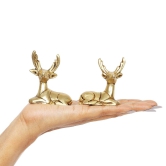 Brass Deer Figurines | Set of 2 | 100% Pure Brass | Yellow Antique Finish