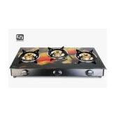 Suryaviva Nano Plus Digital 3B Ms Bk Toughened Glass 3 Cast Iron Burner Gas Stove(Manual Ignition,Multi Colour) - Assorted