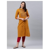 Alena Yellow Cotton A-line Kurti - XL