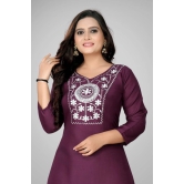 Womens Beautiful Cotton Mirror Work Straight Kurta-M / Purple