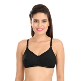 Black C-1212 Women Cotton Chiken Fabric Cotton Full coverage Bra-40 / B / Black