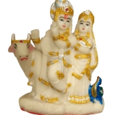 Nandi Golds Radha Krishna Idol with Cow For Home Decor |Pooja |Pack of 2