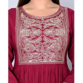 MAUKA - Maroon Anarkali Rayon Womens Stitched Salwar Suit ( Pack of 1 ) - None