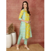 Antaran Cotton Printed Kurti With Pants Womens Stitched Salwar Suit - Yellow ( Pack of 1 ) - None