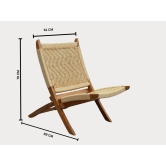 Orchid Homez Hand Woven Lounge Chair Folding Solid Wood Outdoor Chair (Natural) (Off- White)