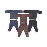 Penyan™ Front Open Kids Baby Boys Thermal Set Body Warmer Top & Pyjama, Size Medium (3-6 Months), Blue, Brown & Grey, Pack of 3 - None