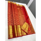 Om Shantam Sarees Art Silk Woven Saree With Blouse Piece - Red ( Pack of 1 ) - Red