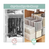 HOMETALES PVC 7 Compartments Foldable Wardrobe Storage Organisers for Shirt, Denims, Pants, T-Shirt,White (2U)