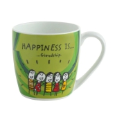 Clay Craft Ceramic Happiness Is... Alton Printed 210 ML Coffee Mug | Multicolor | Set of 4 Pcs