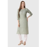 Meher Impex Cotton Striped Straight Womens Kurti - Olive ( Pack of 1 ) - None