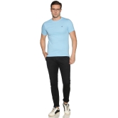 Dollar Cotton Blend Regular Fit Solids Round Half Sleeves Blue Men T-Shirt Single Pack - None