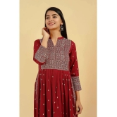 KIPEK - Maroon Rayon Womens Flared Kurti ( Pack of 1 ) - None