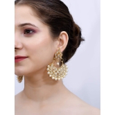 Abhaah bollywood inspired kundan meenakari traditional look bridal chandbali earrings with pearls for women and girls