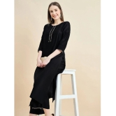 AUSTIN WOOD Polyester Solid Straight Womens Kurti - Black ( Pack of 1 ) - None