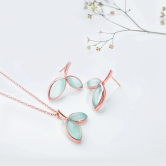 Rose Gold Aqua Dual Chalcedony Leaf Set