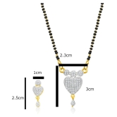 Bhagya Lakshmi Womens Pide Ad Stone Heart Look mangalsutra With Earrings For Women - White