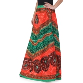 Orange And Green Long Ghagra Skirt from Jaipur with Aari Embroidery and Sequins