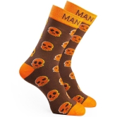 Man Arden Halloween Edition Designer Socks, Casual, Office, Egyptian Premium Cotton Quality, 1 Pair - Brown