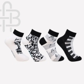 Men's Black and White Casual Designer Socks -Pack Of 4