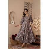 Kapadia Rayon Printed Anarkali Women's Kurti - Grey ( Pack of 1 ) - None