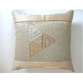 Naturally Neutral Metallic Zari Embroidery Mix N Match Cream Cushion Cover Size 16x16