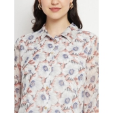 Shirt Collar Floral Printed Tunic