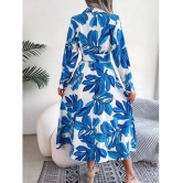 gufrina Crepe Printed Midi Womens Fit & Flare Dress - Blue ( Pack of 1 ) - None