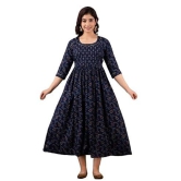 KASHVI Creation Women's Cotton Floral Printed  Maternity Feeding Kurta- (Navy  Blue )