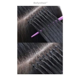 RefynHair - Nano Permanent Hair Extensions | 24 Inches | Natural Straight Texture | Natural Black | Set of 25