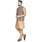 Banity Bey Men's Ethnic Wear Silk Blend Copper Kurta Pajama with Designer Ethnic Nehru Jacket/Modi Jacket/Waistcoat